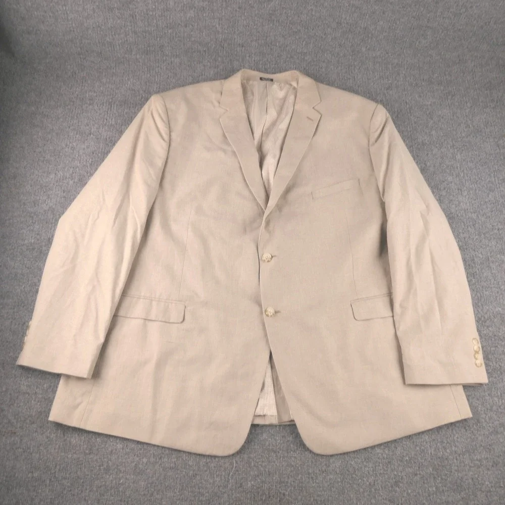 Saddlebred Blazer Men 56L Long Tan 100% Cotton Two Button Career Business Casual